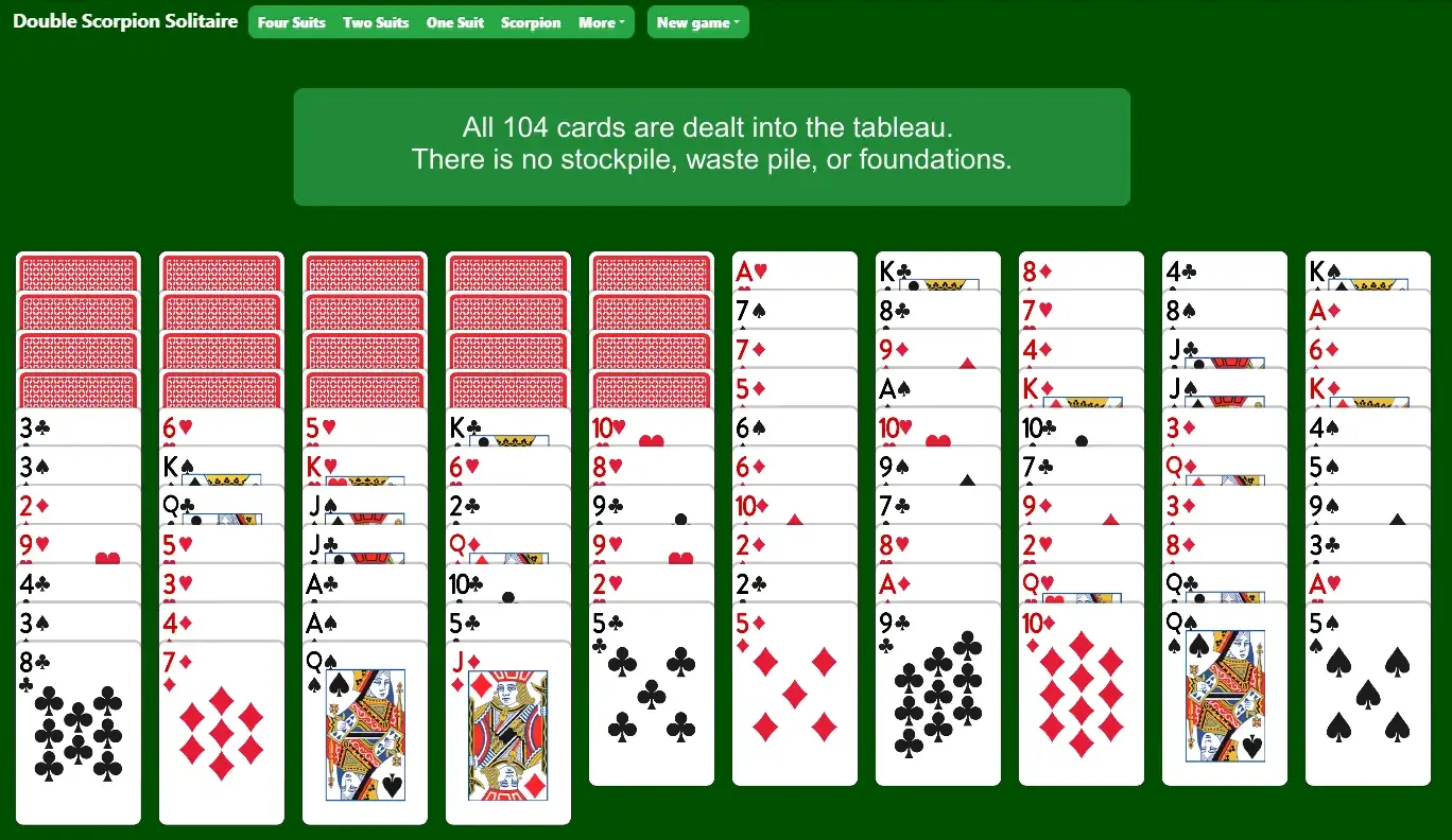 Double Scorpion Solitaire Setup